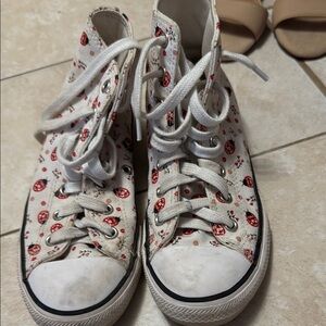 Converse White and Red High-Top Sneakers